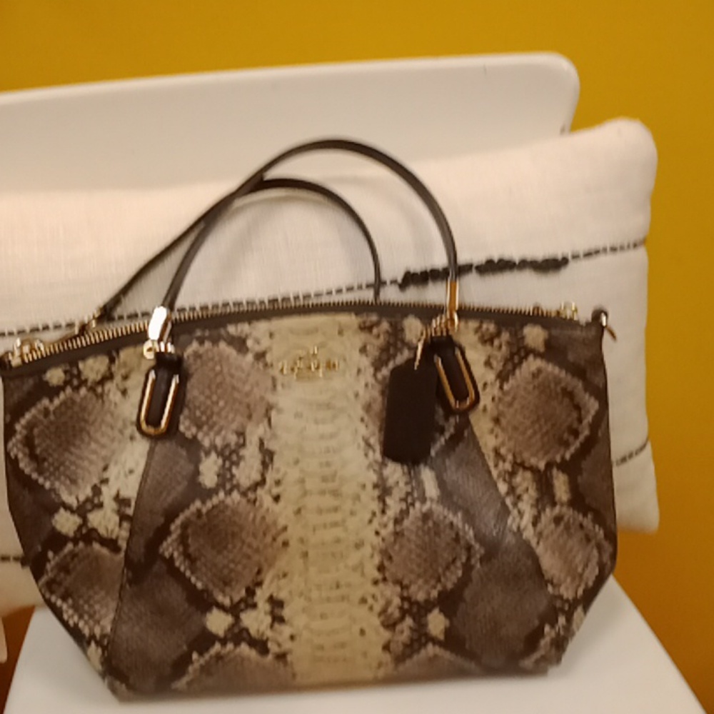 Coach ava tote python embossed tote